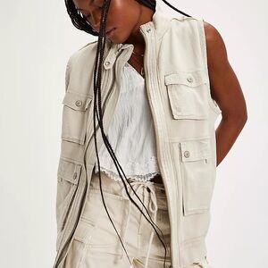 Free people Beige Utility Vest M